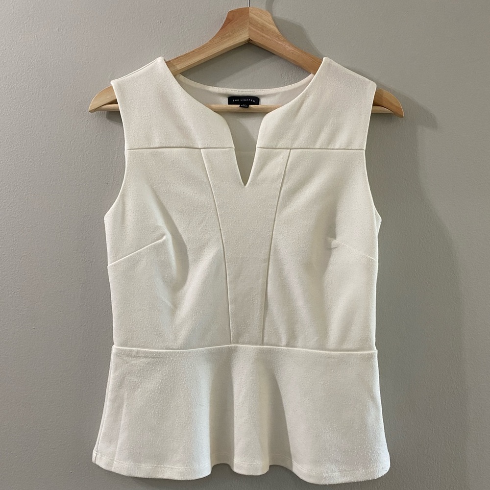 The Limited white sleeveless peplum top